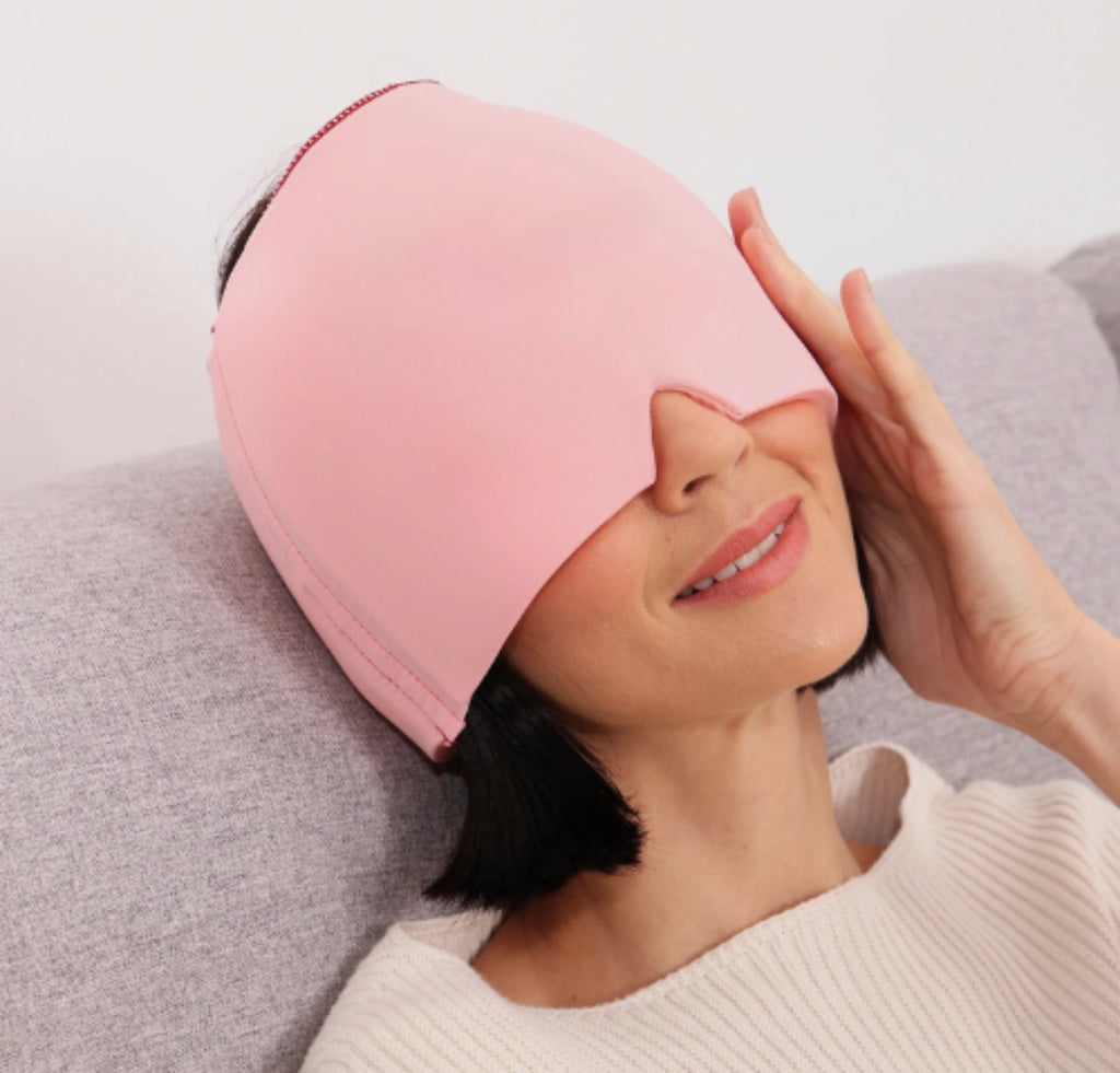 Ice Compress Headache Eye Mask Hat for Migraine, Stress, and Tension Relief