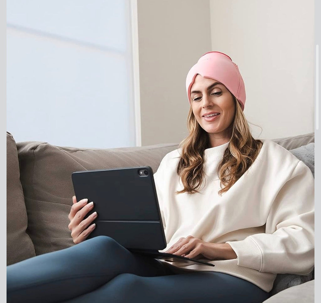 Ice Compress Headache Eye Mask Hat for Migraine, Stress, and Tension Relief